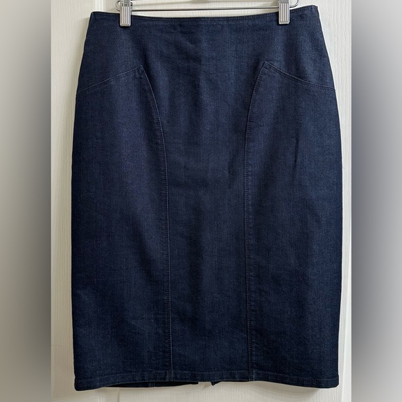 Lafayette 148 New York Denim Collection Pencil Skirt Back Full Exposed Zipper - Picture 3 of 6